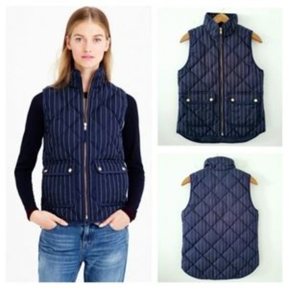 J. Crew Jackets & Blazers - J. Crew, Pin Stripe Puffer Vest Jacket